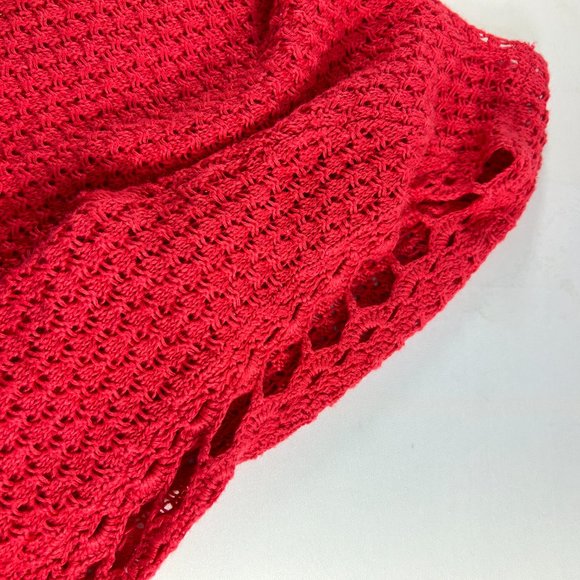 Chicos Womens Size 2 Large Open Knit Sweater Peek Through Sleeves Pink Pullover - Picture 5 of 9